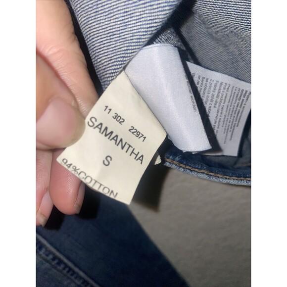 new Mavi Jeans Samantha Crop jean jacket Distressed S Y2k 90s goth grunge - Picture 11 of 12